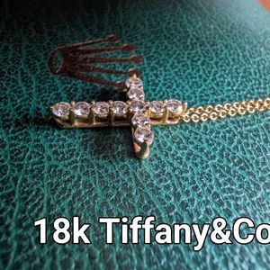 18kt YELLOW Gold DIAMOND TIFFANY & CO CROSS